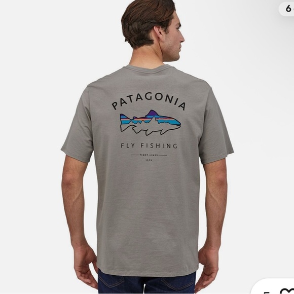 PATAGONIA Framed FITZ ROY Trout ORGANIC COTTON T-Shirt - Picture 1 of 6